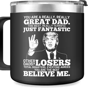 Cool Step Dad Gift For Men Stainless Steel Mug Stylish Food-Grade Design Leak Proof Lid Reusable Washable Christmas Gift For Dad 2026 New Year's Gift