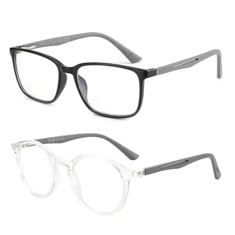 ZENOTTIC Classic Stylish TR90 Unisex Round Tac Semi-Rimless Eyeglass Frames - Lightweight, Durable, Flexible, Easy Fit Stylish Protective Glasses, Blue Light Blocking, UV400 Eye Guard, Accessories Adults, Back-to-School, Office Use, Non-Prescription
