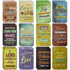 12 Pieces Bible Verse Notebook Religious Motivational Notepads Colorful Rustic Small Pocket Journal Inspirational Notepads Christian Notebooks for Office School Home Travel Supplies 5x3.2inch
