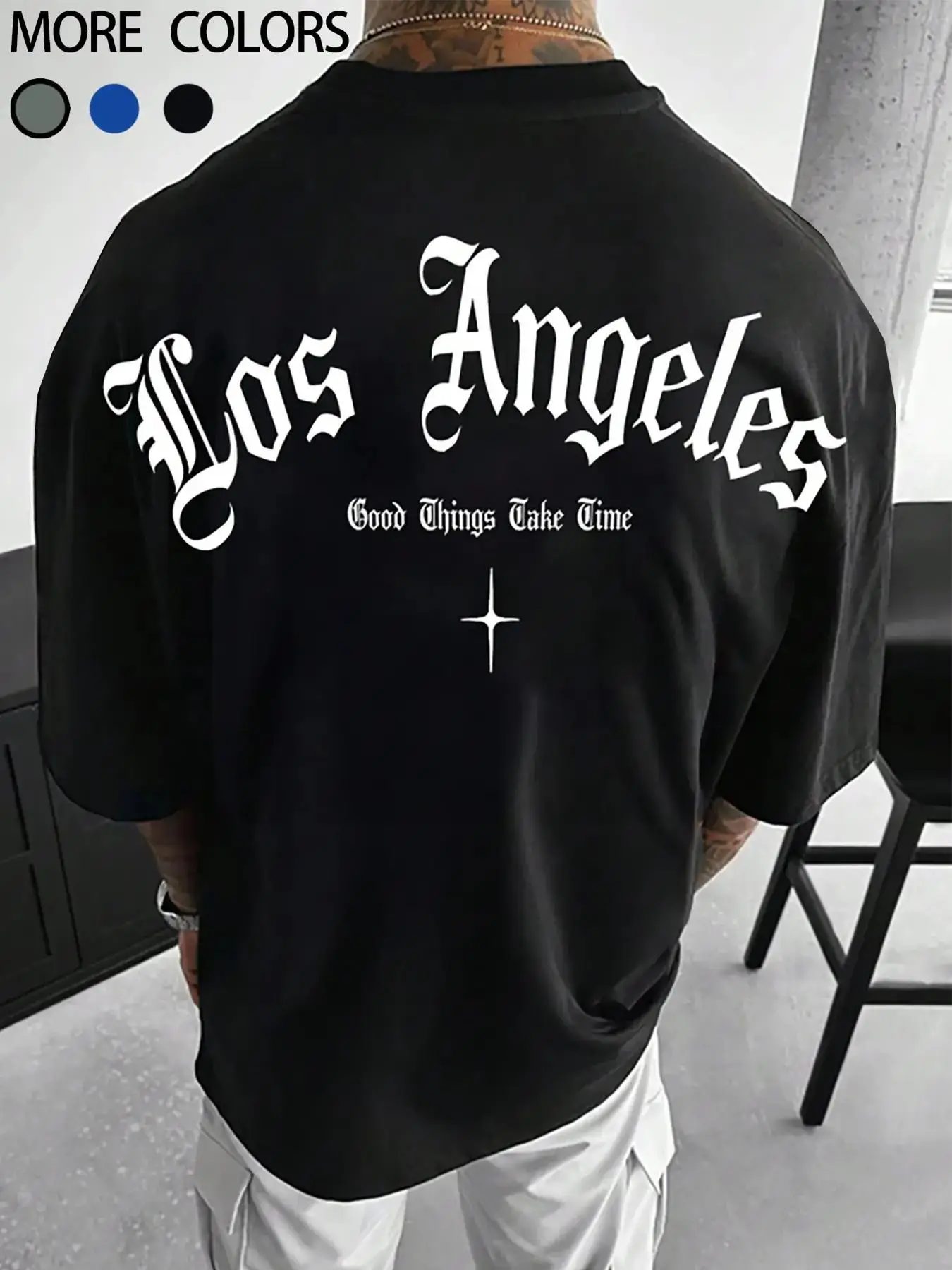 Men's Letter Graphic Round Neck Tee, Regular Fit Fashion Drop Shoulder Short Sleeve T-shirt, Summer Clothes, Men's Top for Daily Wear