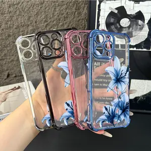 Blue Lily Whisper for Phone Case for iPhone 17/16 Pro Max 15 Pro 14 13 12 11 XS Elegant White Floral Soft TPU Shockproof Protective Cover Gift Four-Corner Airbag Protection Crystal Clear Back