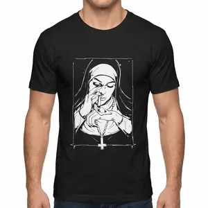 Unholy Drug Nun Costume T-Shirt Unisex Funny Graphic Tee Humorous Sarcastic Statement Top Witty Essential Apparel Alternative Slogan Shirt Photorealistic Print Ultra Soft Fabric