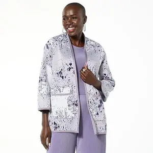 MarlaWynne WynneLayers Abstract Print Jacquard Sweater Jacket