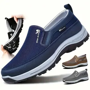 [Men'S Non-Slip Loafers] Men'S Comfortable Non-Slip Loafers: Solid Color Breathable Knit Slip-On Sneakers, Thick Sole Lightweight Casual Shoes Suitable For Outdoor Activities In All Four Seasons