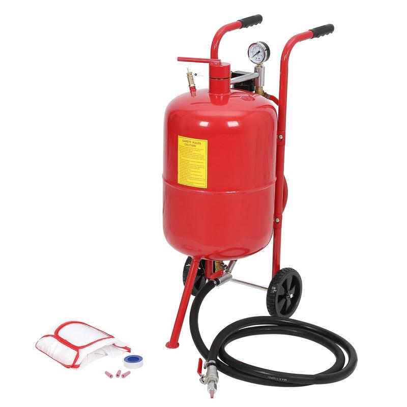 GARVEE 10 Gallon Portable Air Sandblaster with 125PSI High Pressure, Equipped with 6" Wheels for Easy Mobility, Ideal for Surface Treatment and Material Cleaning Tasks