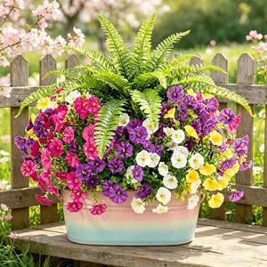 5 pieces - UV-resistant realistic fake green plants, not easy to fade - suitable for home decoration, front porch, windowsill, flower box, home garden, courtyard decoration, indoor and outdoor decoration - flower pot not included,artificial flowers