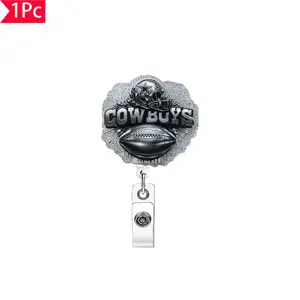 Cowboys Football Splatter Design Glitter Badge Reel Badge Holder | NFL Team ID Clip – Perfect for Cowboys Fans!
