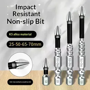 6PCS Magnetic Screwdriver Bits Set – S2 Steel Cross Head Anti-Slip Electric Drill Bits High Hardness