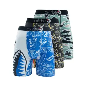 ETHIKA 3Pcs Underwear Boxers Fashion Print Man Underpants Summer Breathable Men's Panties Lingerie Plus Size Men Boxer Briefs