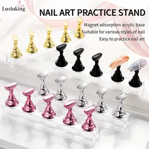5pcs Acrylic Nail Practice Display Stand Nail Tips Holder, Magnetic Nail Art Practice Display Stands Holders For False Nail Tip Salon And Home DIY Manicure Nail Art Tools