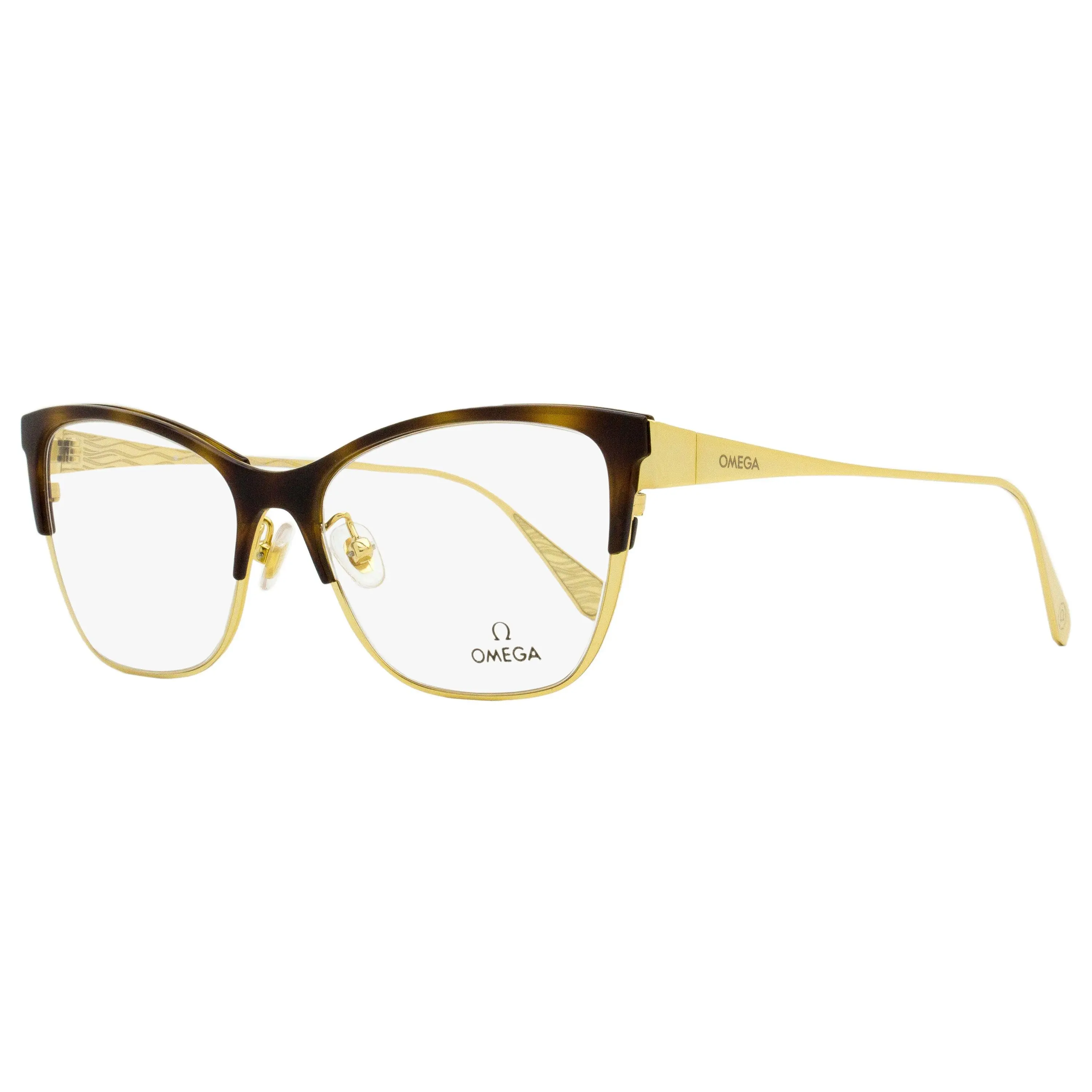 Omega OM5001H Butterfly Acetate Eyeglass Frames, 052 Gold/Havana, 54mm, Contemporary-Classic Style, Demo Lenses, Ideal for Daily Wear, Exceptional Materials, Female