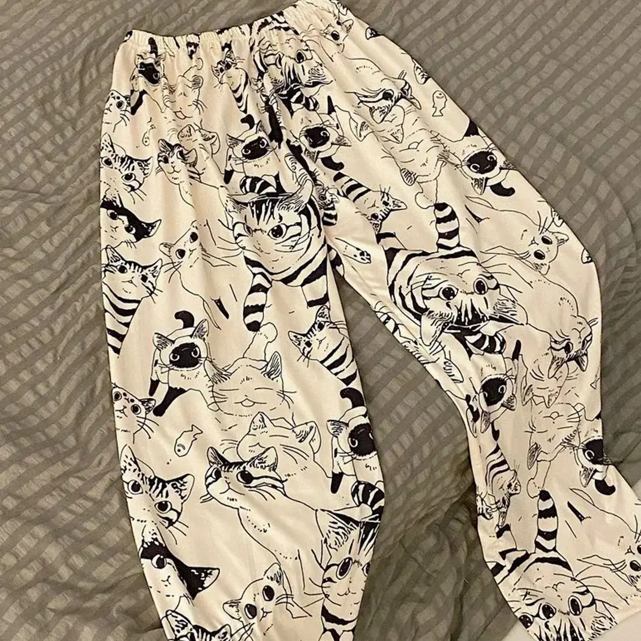 Pajama Pants Woman Cartoon Moe Cat Big Battle Pajama Trousers Female Student Trousers Loose Casual Trousers Lady Sleeping Pants
