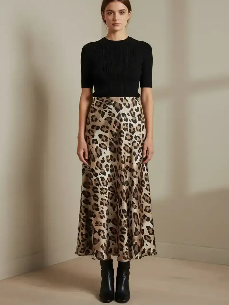 silky leapord print skirt - TikTok Shop