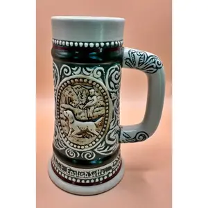 Vintage Avon 1983 Beer Stein Small English Setter Rainbow Trout Scene and Dog