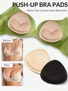 Triangle Heart Thickened Condensed Invisible Chest Enhancement, Black/Apricot Women's Lingerie Accessories, Soft Chest Insert Padding for Swimwear Bra Pad Adhesive Breast Pad, Lingerie and Panty Accessories