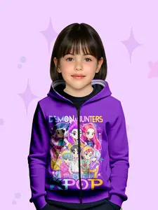 Girls' Knight Graphic Casual Hoodie Pullover with Zipper, Casual Fitted Design, Warm & Comfortable, Perfect for Fall & Winter