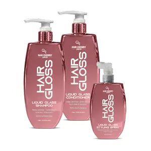 Hair Chemist Hair Gloss Liquid Glass 3-PC Style & Shine Set - Includes 33.8oz Shampoo, 33.8oz Conditioner & 8oz Styling Spray Set (3-PC SET)
