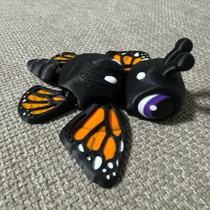3D Printed Monarch Butterfly Turtle - Articulated Flexi Fidget Toy, Figurine, or Desktop Accessory