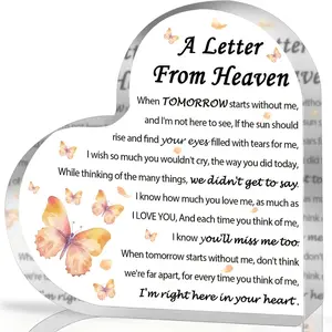 1 Piece Sympathy Gift - Letter from Heaven: A Memorial Gift for Mother, Father, or Son. This Heart-Shaped Acrylic Keepsake Can Be Used as a Butterfly Decoration to Commemorate Loved Ones, Suitable for Halloween and Christmas Decorations