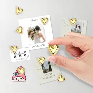 10pcs Refrigerator Magnet, Gold Fridge Magnets, Refrigerator Decorating Magnet, Cute Love Heart Decoration, Used For Home Kitchen Office Whiteboard Decoration, Valentine's Day gift, Send Friends Gifts to Loved Ones