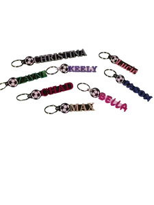 Personalized 3D Printed Soccer Keychain | Custom Name Sports Bag Tag.