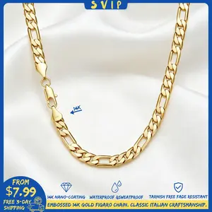 14K Gold Plated Upgraded Figaro Chain for Men – Italian Cuban Link Necklace, 2mm-10mm Width, 20-26in Length, Anti-Tarnish Nano Coating, Hip Hop Streetwear Jewelry, Stackable Minimalist Chain, Trending Men’s Gift