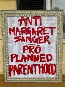 F*** Margaret Sanger TBH 30” x 36” Framed Original Painting Acrylic on Paper Mache Anti Margaret Sanger Pro Planned Parenthood