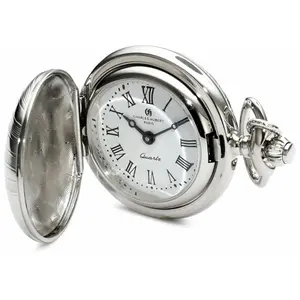 212 MAIN Men's Chrome Finish Quartz Movement Pendant Watch - Charles-Hubert Paris, White Roman Numeral Dial, Gift-Boxed Fashion Men's Accessory