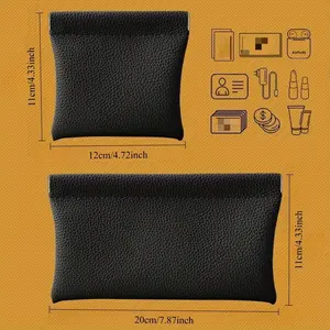 2 large synthetic wallets with kiss lock closure-lightweight and compact design, suitable for storing passports, driver's licenses and cosmetics, travel essentials and travel wallets.