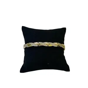Costume Jewelry 8mm Wide Bracelet with White Zircon Details, Size 7-7.5