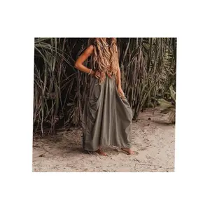 LQ Bohemian Loose-Fit Organic Cotton Dress with Large Drawstring Pockets - LQ