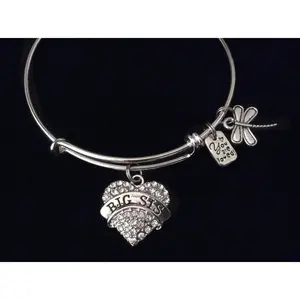 Big Sis You Are Loved Expandable Charm Bracelet Silver Adjustable Bangle Sister Gift