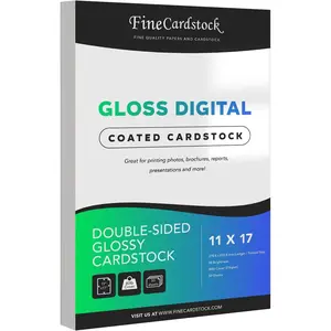 Double-Sided Heavyweight Gloss Digital C2S Cardstock Perfect for Color Laser Printing Flyers Brochures Photos 11" x 17" 80lb Cover Acid Free Glossy Coated on Both Sides 50 Sheets