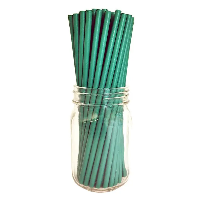 BarConic® Disposable Eco-Friendly Paper Straws - 7.75" Solid Green Drink Utensils for Cocktail-Making, 100 Pack, Bar & Kitchenware Accessory