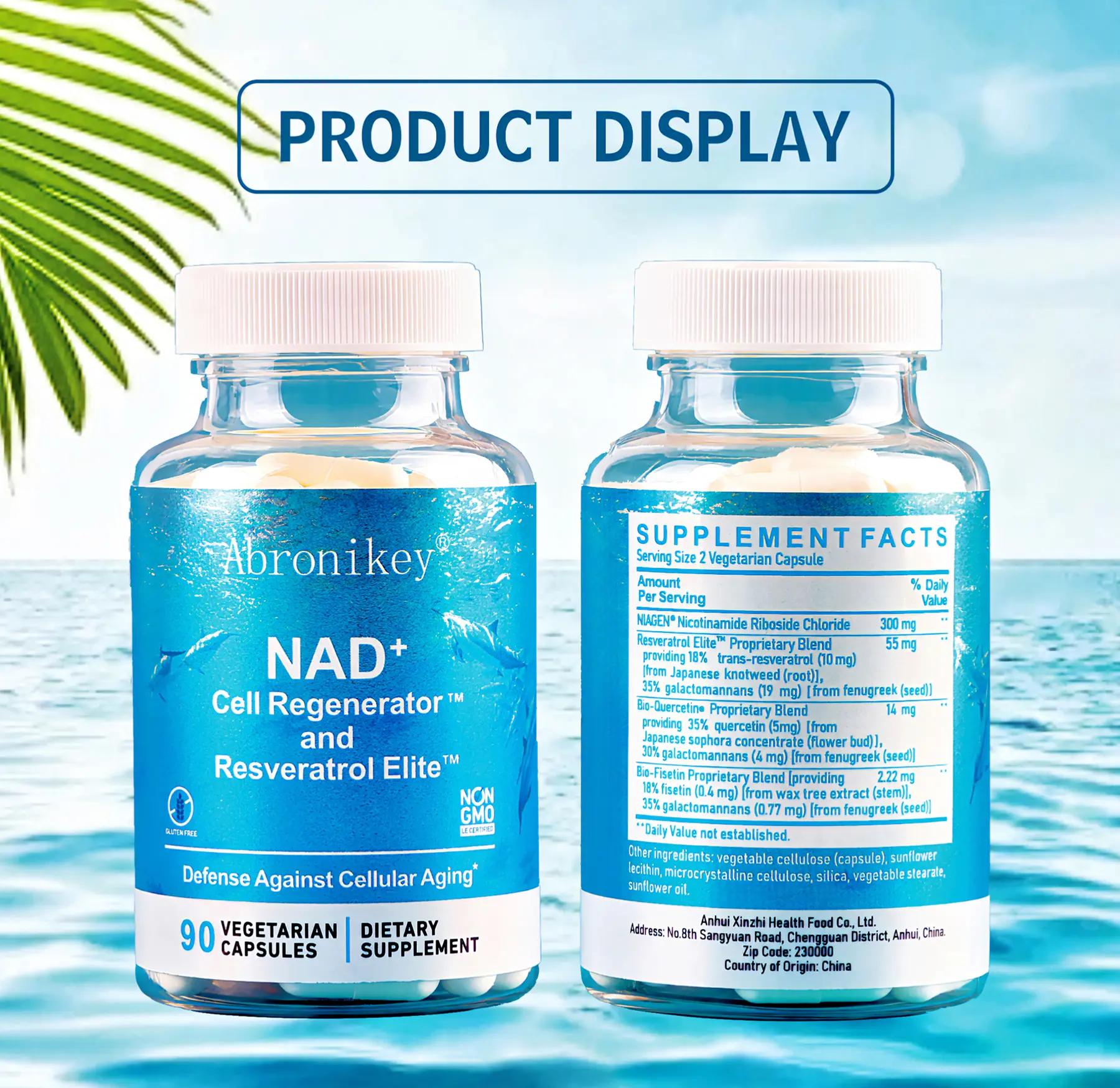 Abronikey 2 cup NAD+ Supplement 2700 mg with Nicotinamide Riboside 200mg，Boost NAD+, 120 Softgels non-pharmaceutical Fitness Healthcare Edible Dietary