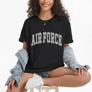 "Air Force" Bold Text Print Patriotic Cotton T-Shirt Tshirt Menswear