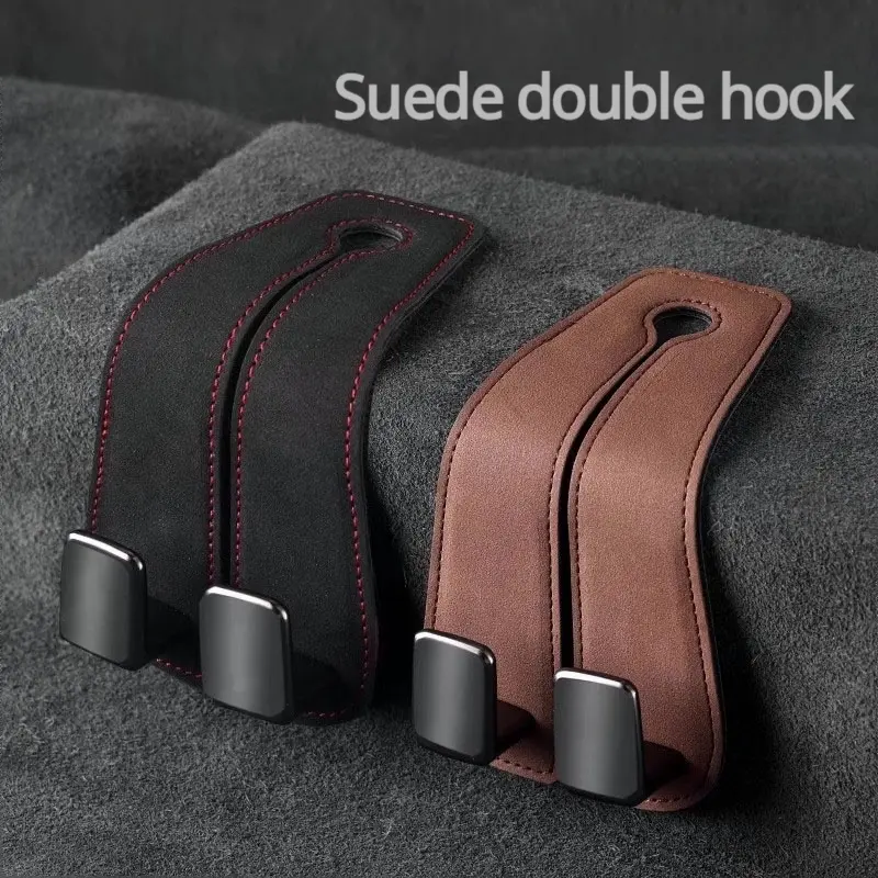 2025 New Model Invisible In-Car Storage Hooks for Rear Seats Space-Saving Design, Heavy Duty & Rust-Free Creative Driving Storage Solution for Front and Rear Seats, Premium Suede Car Seat Back Hidden Double Hooks,