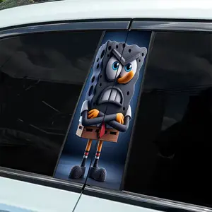 2-Pack B-pillar Diablo-style SpongeBob SquarePants car stickers, hood decals, waterproof and scratch-resistant, suitable for all models - Audi, Honda, Mitsubishi, Ford, Volkswagen, BMW, Opel, Porsche sedans and SUVs, MPVs