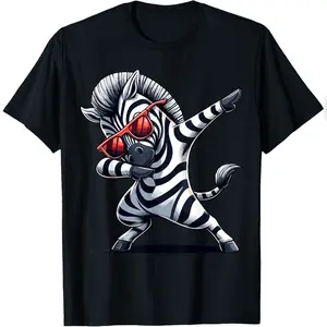 Dabbing Zebra With Sunglasses Animal Funny Zebra T-Shirt Cool Cotton Tee