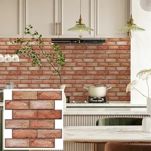 Retro Style Peel & Stick Wall Tiles, Easy Install Self Adhesive Wall Decals Waterproof Self Adhesive for Living Room, TV Area, Game Room, Office Decoration
