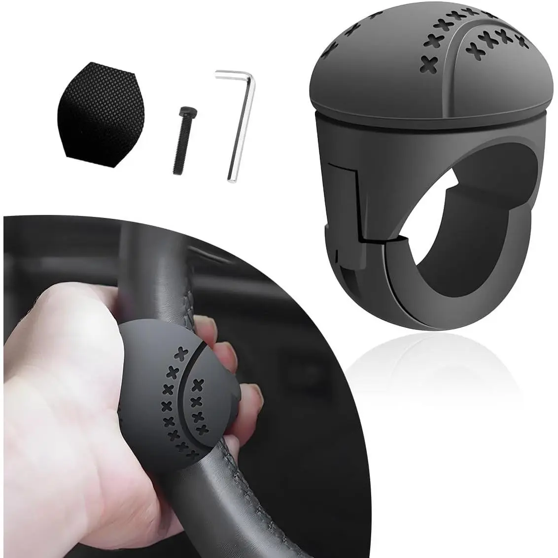 Steering Wheel Spinner, 360? Rotatable Soft Surface Steering Wheel Booster, Anti-Slip  & ABS Steering Wheel Handle Knob with Metal Bearing Balls,  Accessories