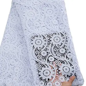 African High Exotic Guipure Lace Fabric per Yard- White Lace Design with Floral Patterns