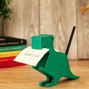 Desktop Memo Pad Organizer, Dinosaur Pen Holder, Desk Storage, Pencil Paper Holder, Includes Pen Holder and Sticky Note Clip, Ideal for Notes and Reminders