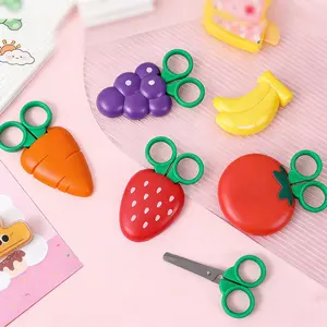 Cute Fruit & Veggie Kids Safety Scissors - Mini Portable Magnetic Refrigerator Decor, Creative Safe Crafting Shears for School DIY & Art Supplies