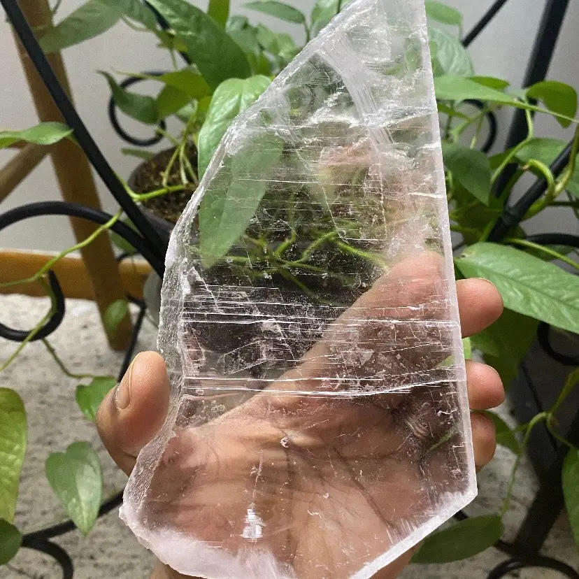 Crystal Clear Selenite Slab With Little Rainbows