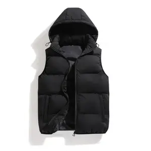 Men's Solid Hooded Puffer Vest - Warm & Lightweight -  Down Filling - For Autumn & Winter - Perfect For Men - Ideal Gift For Outdoor Enthusiasts Gilet