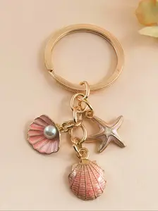 Summer Seashell Starfish Keychain Pendant, Unique Beach Accessory, Durable Design, Perfect Gift for Ocean Lovers, Stylish and Functional