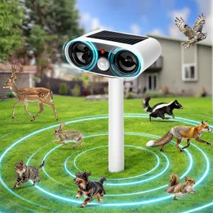 Solar Ultrasonic Animal Repellent, Outdoor Deer Repellent Devices,Waterproof Motion Activated Animal Deterrent Device ,To Scare Cat、 Dog 、Squirrel 、Rabbit、 Raccoon、 Skunk Out of Yard Garden Lawn
