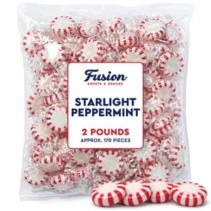 Starlight Peppermint Hard Candy - Bulk 2 Pounds Individually Wrapped Peppermints, Refreshing Peppermint Candy, Starlights Mints