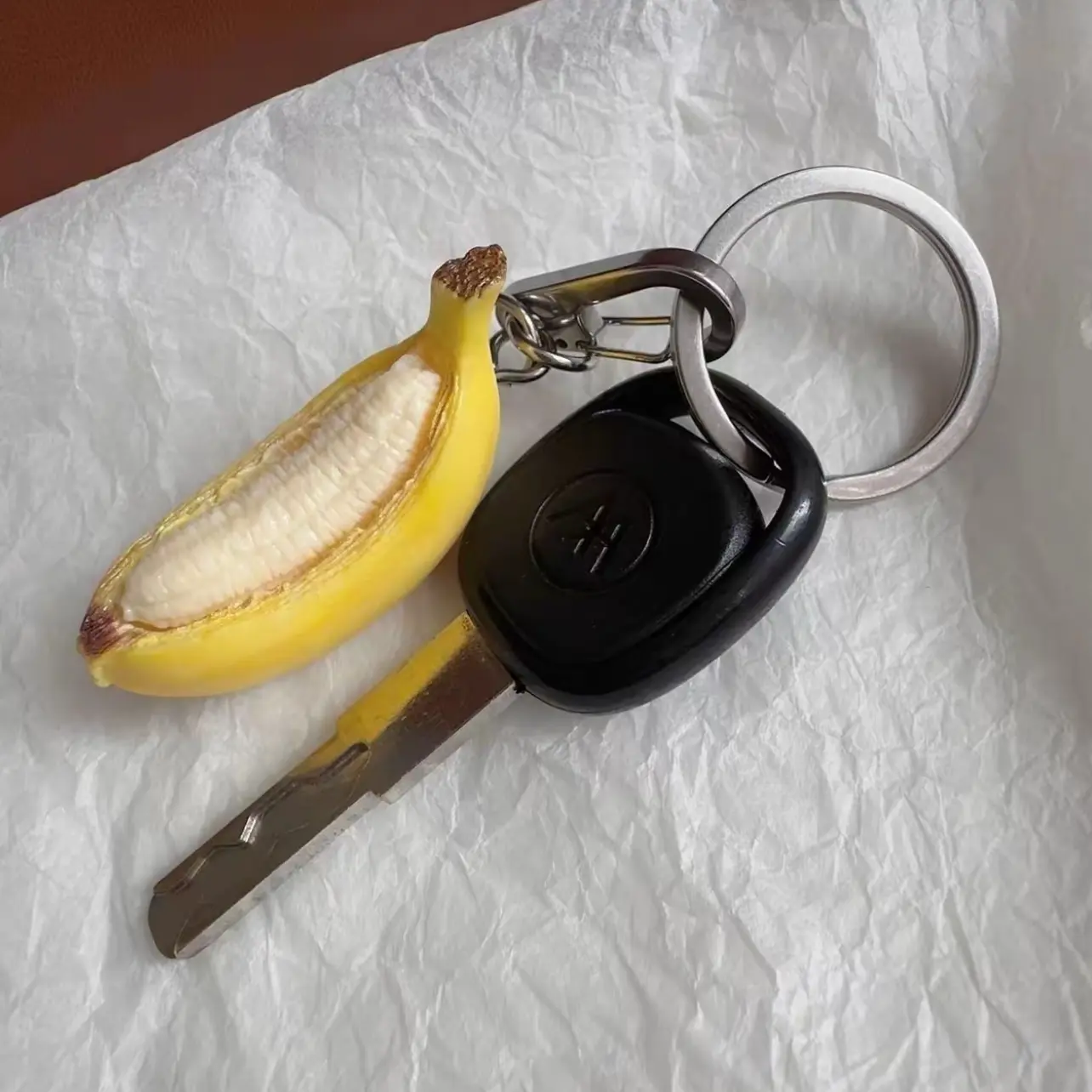 Creative Handmade Banana Boat Keychain, Mini Banana Key Ring, Backpack Charm, Fruit Pendant Accessory, Cute Hanging Decoration, Keychain Accessories, Key Charms